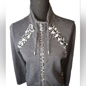 Chico's Zenergy  0/S/4 Gorpcore Gray Animal Trim Full Zip Athletic Casual Jacket